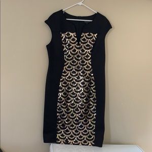 Black sleeveless career dress connected apparel